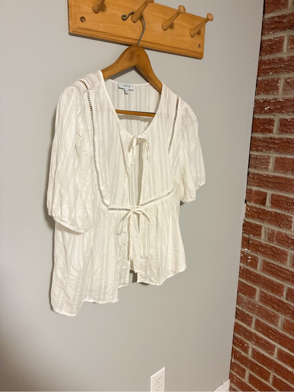 White Tie-Front Blouse